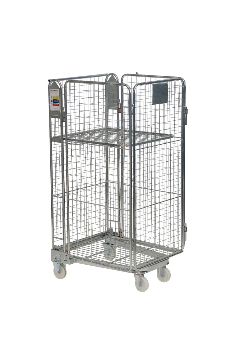 4-heks nestbare rolcontainer met stalen bodem mesh 50x50mm ECO (735x850x1690)