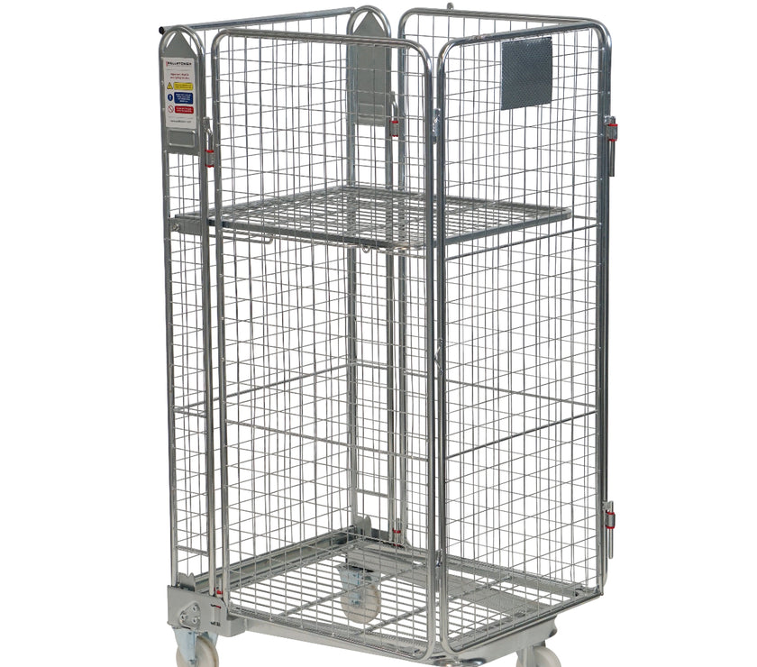 4-heks nestbare rolcontainer met stalen bodem mesh 50x50mm ECO (735x850x1690)