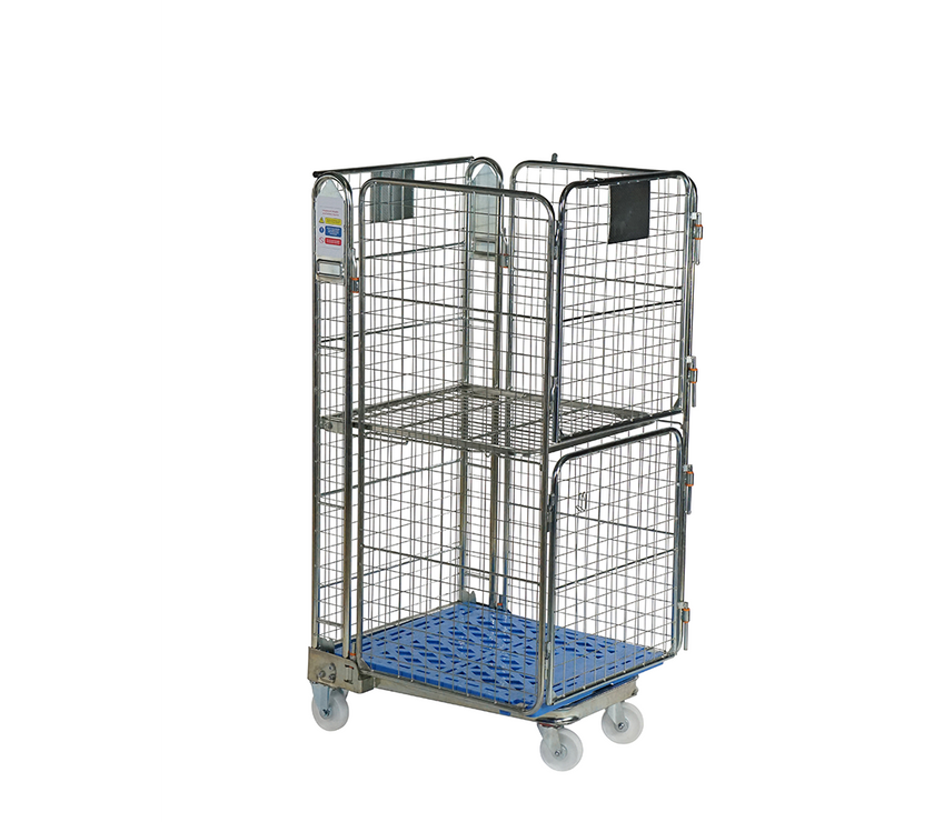 Conteneur roulant emboîtable à 4 côtés avec fond en plastique grillagé 50x50mm (735x850x1690)