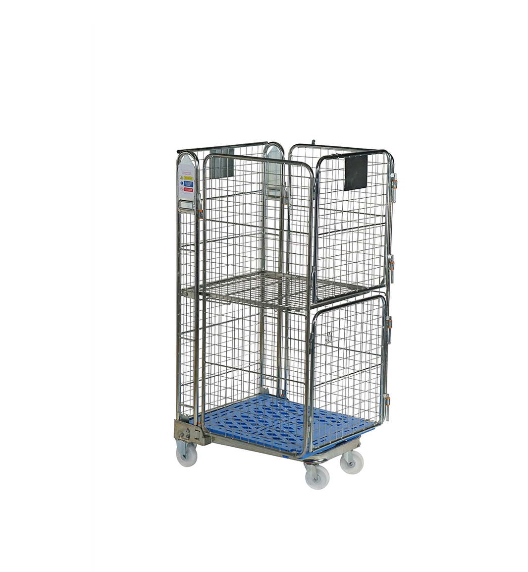 Conteneur roulant emboîtable à 4 côtés avec fond en plastique grillagé 50x50mm (735x850x1690)