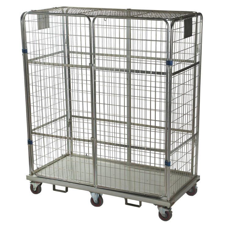 Anti-diefstal rolcontainer met stalen bodem mesh 50x50mm (1575x765x1830)