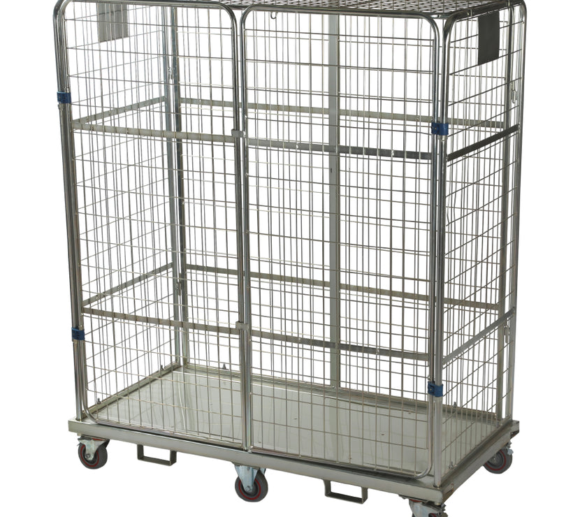 Anti-diefstal rolcontainer met stalen bodem mesh 50x50mm (1575x765x1830)