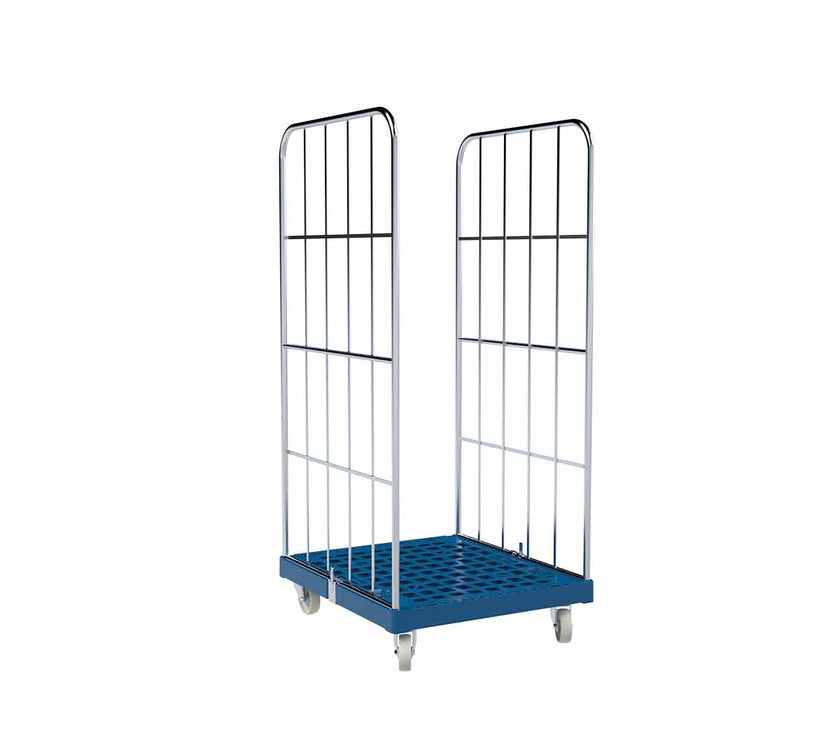 2-heks rolcontainer met kunststof bodem (724x815x1630)