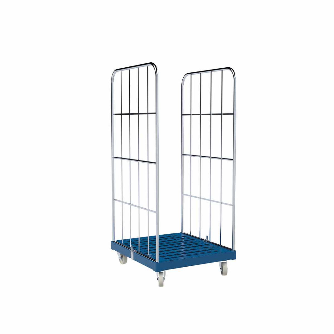 2-heks rolcontainer met kunststof bodem (724x815x1630)